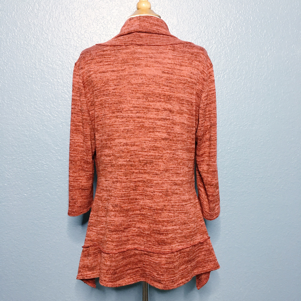 Coco Bianco Rust Marled Cowl Neck Tunic Top - Picture 5 of 6